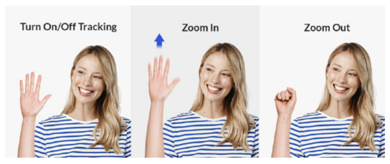Example of hand gestures compatible with Poly Studio X